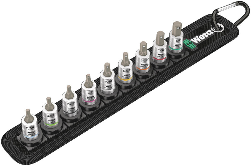 Wera Tools - Belt A Imperial 1 Zyklop In-Hex-Plus bit socket set with holding function, 1/4" drive