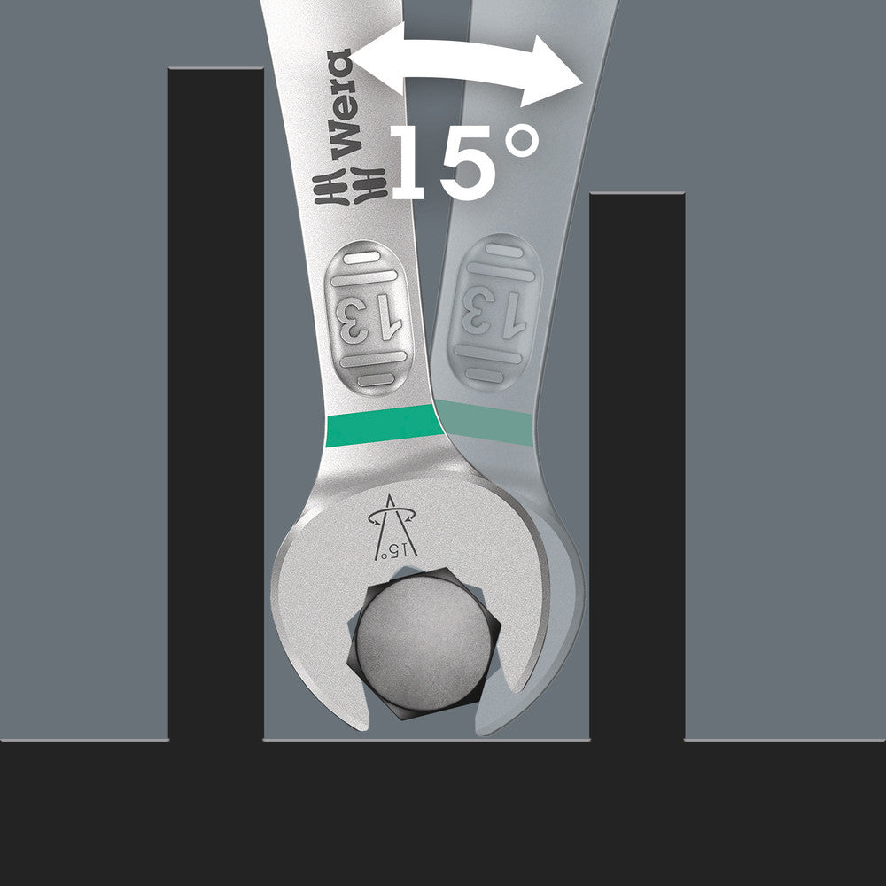 Wera Tools - 9641 Magnetic rail 6003 Joker 2 Ring spanner set