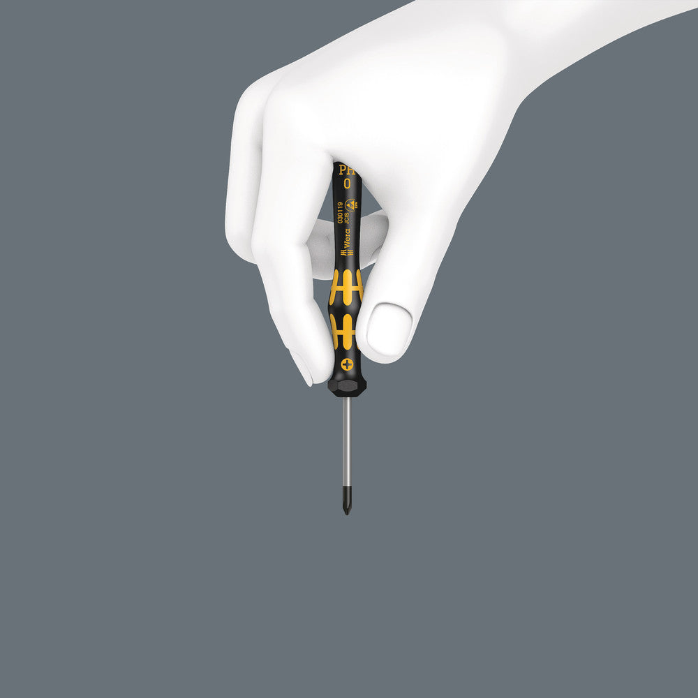 Wera Tools - 1555 PZ ESD Kraftform Micro screwdriver for Pozidriv screws