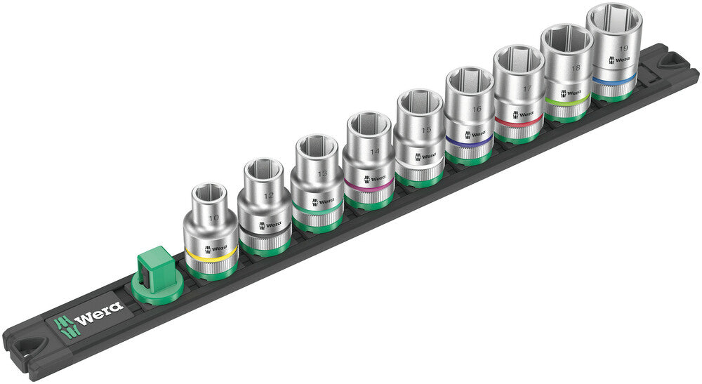 Wera Tools - Magnetic socket rail C 4 Zyklop socket set, 1/2" drive