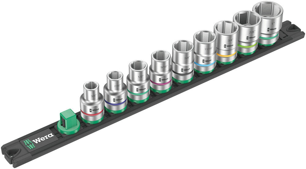 Wera Tools - Magnetic socket rail C Imperial 1 Zyklop socket set, 1/2" drive, imperial