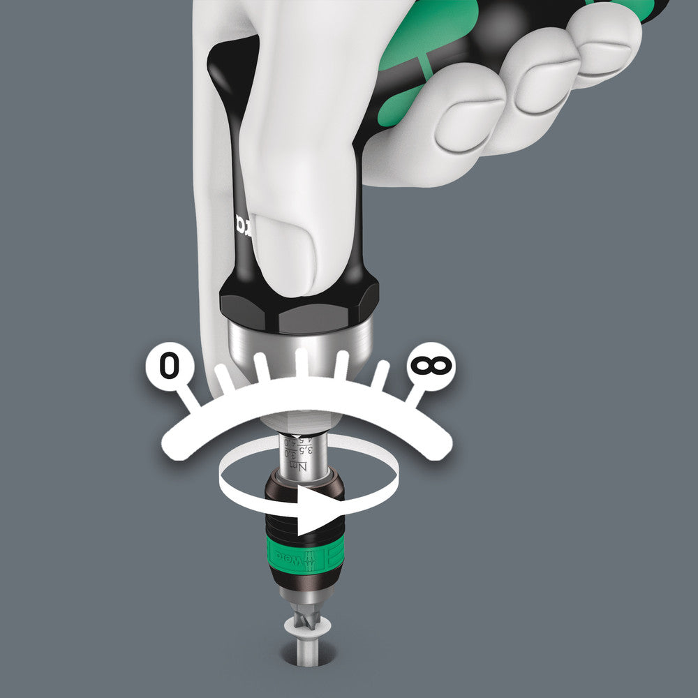 Wera Tools - Series 7400 Kraftform pistol handle, adjustable torque screwdrivers (25.0-55.0 in. lbs.) with Rapidaptor quick-release chuck