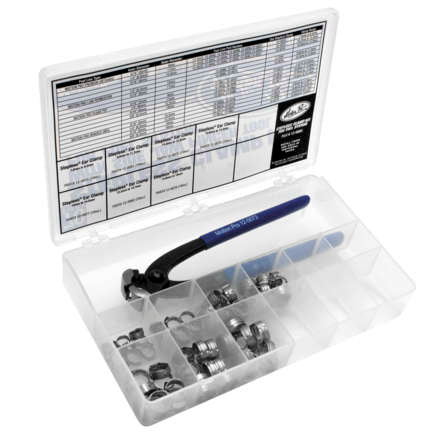 Motion Pro - 80-Piece Stepless Clamp Fuel Line Fittings Kit with Pincer Tool
