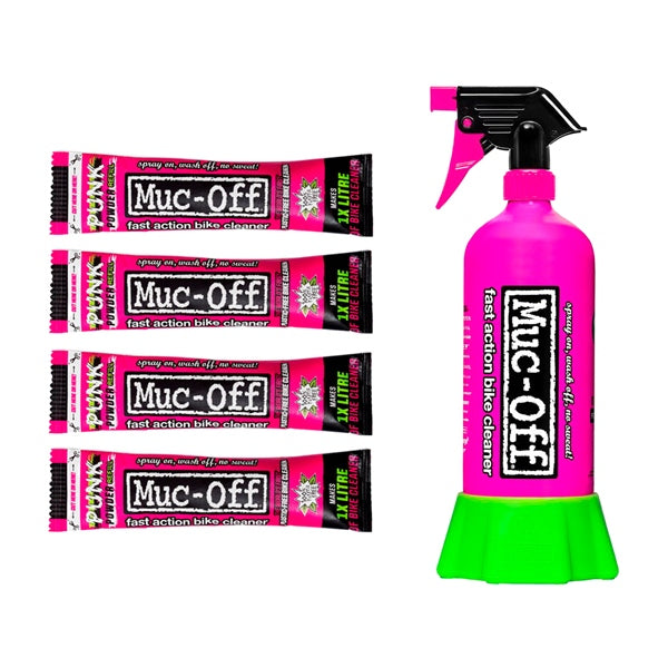 MucOff-Punk Powder Bike Cleaner (4 Pack) + Bottle for Life