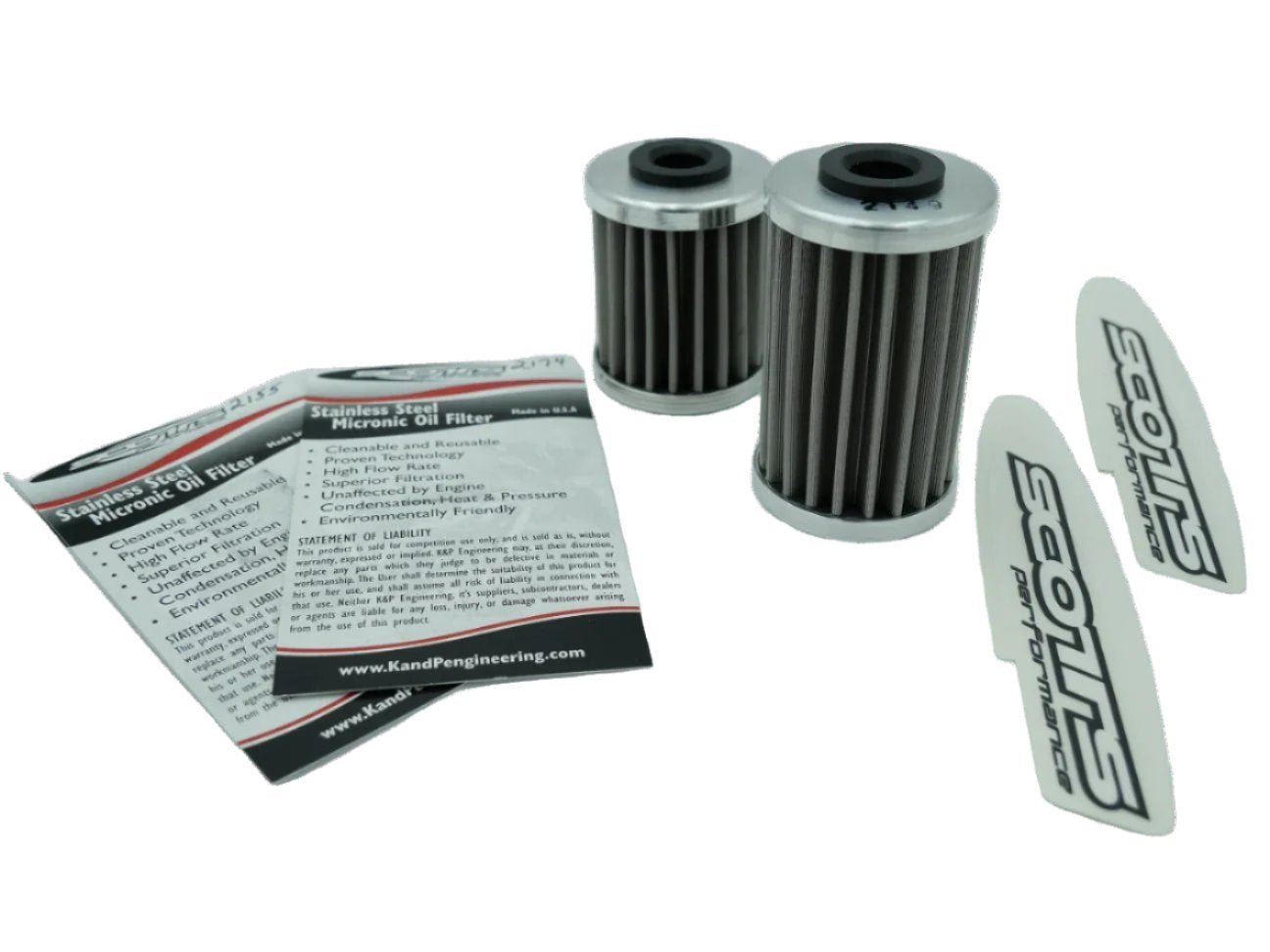 Scotts - Stainless Steel Micronic Reusable Oil Filters for KTM 250/400/520/525/690 and Husqvarna 701 AND Beta 400-525 (Combo pack)