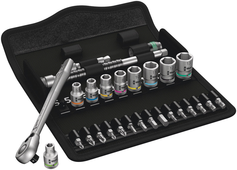 05004018001-4013288173836-8100 SA 8 Zyklop Metal Ratchet Set with switch lever, 1/4" drive, metric, 28pieces