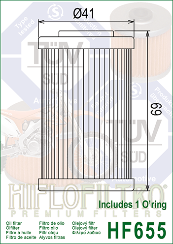 HiFlo -  HF655 Oil Filter - KTM 770.38.005.044