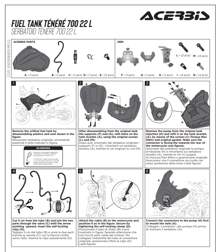 Acerbis - Fuel Tank for Yamaha Tenere 700 2019-2024 (2911470001 / 0024743)
