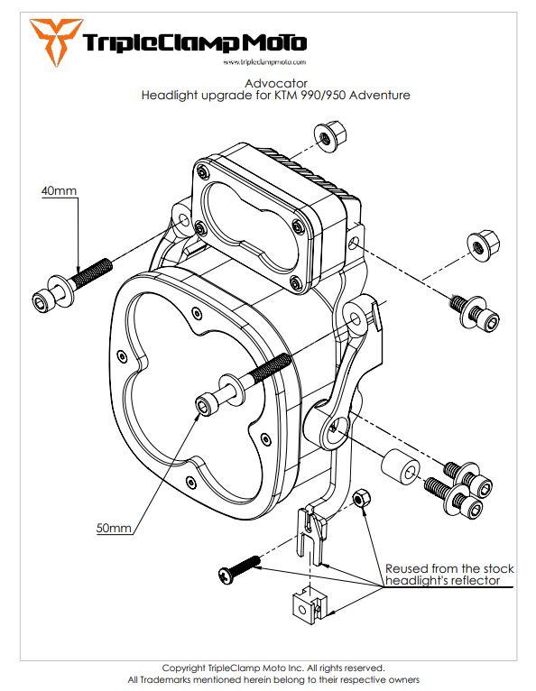 Advocator - KTM 950/990 Adventure Headlight Upgrade Kit