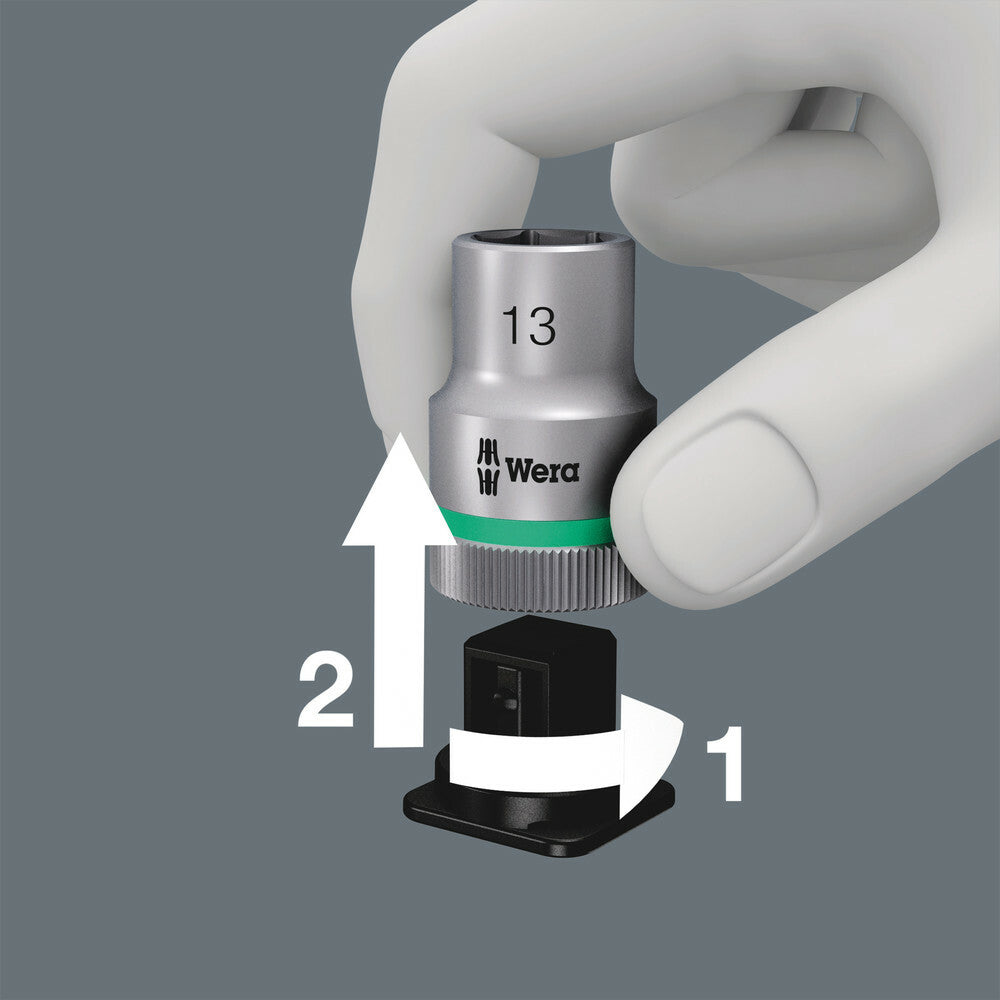Wera Tools - Belt 1 Zyklop Socket Set With Holding Function, 1/4" Drive, 10 Pieces - 05003880001