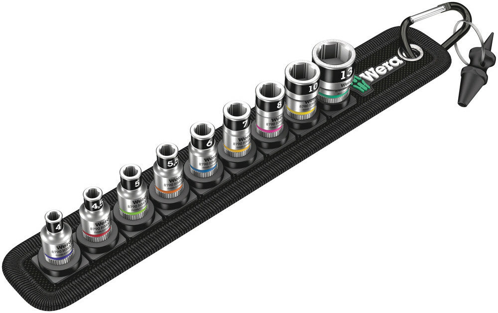 Wera Tools - Belt 1 Zyklop Socket Set With Holding Function, 1/4" Drive, 10 Pieces - 05003880001